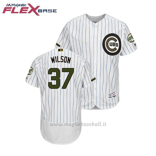 Maglia Baseball Uomo Chicago Cubs Justin Wilson 2018 Dia de los Caidos Flex Base Bianco